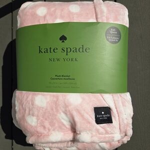 Kate Spade Pink and White Plush Blanket